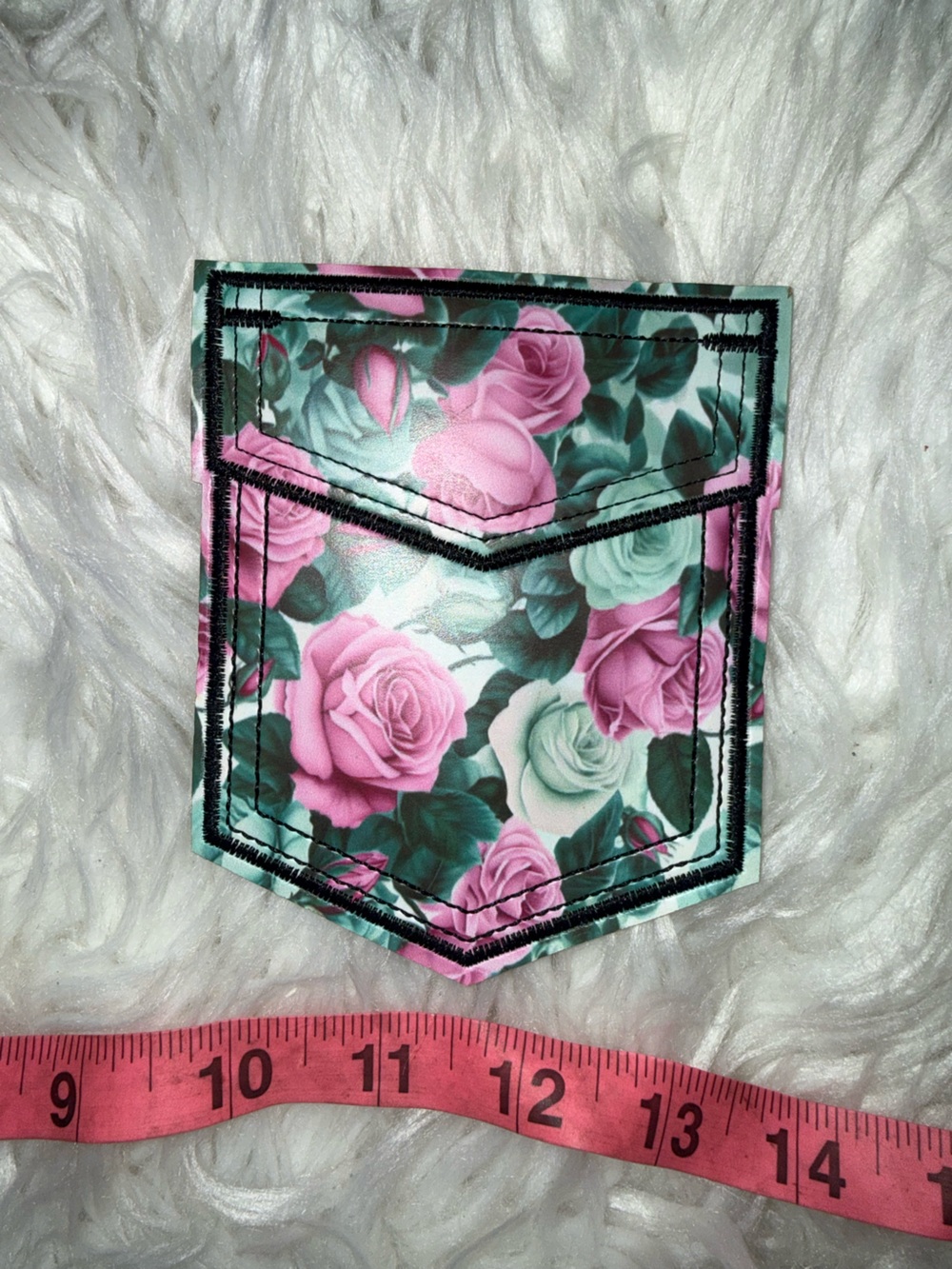 Iron on patch| Faux pocket|Floral Print Pocket Patch Kids Bottoms - Pink & Teal